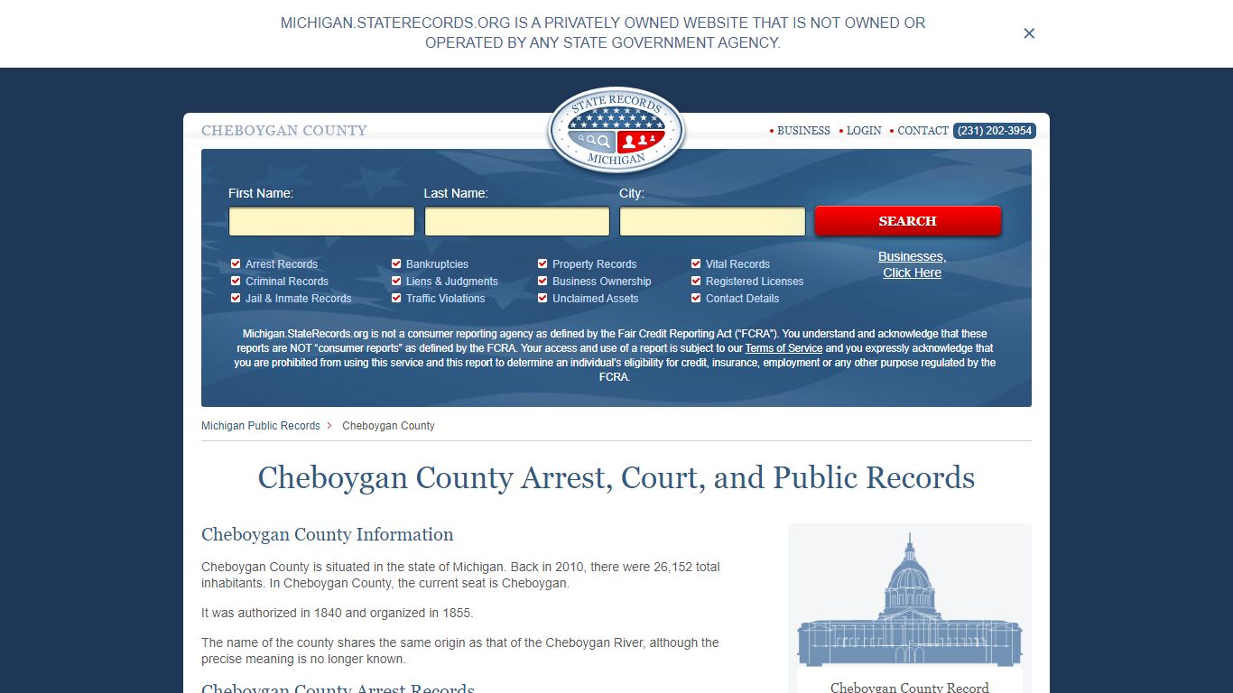 Cheboygan County Arrest, Court, and Public Records