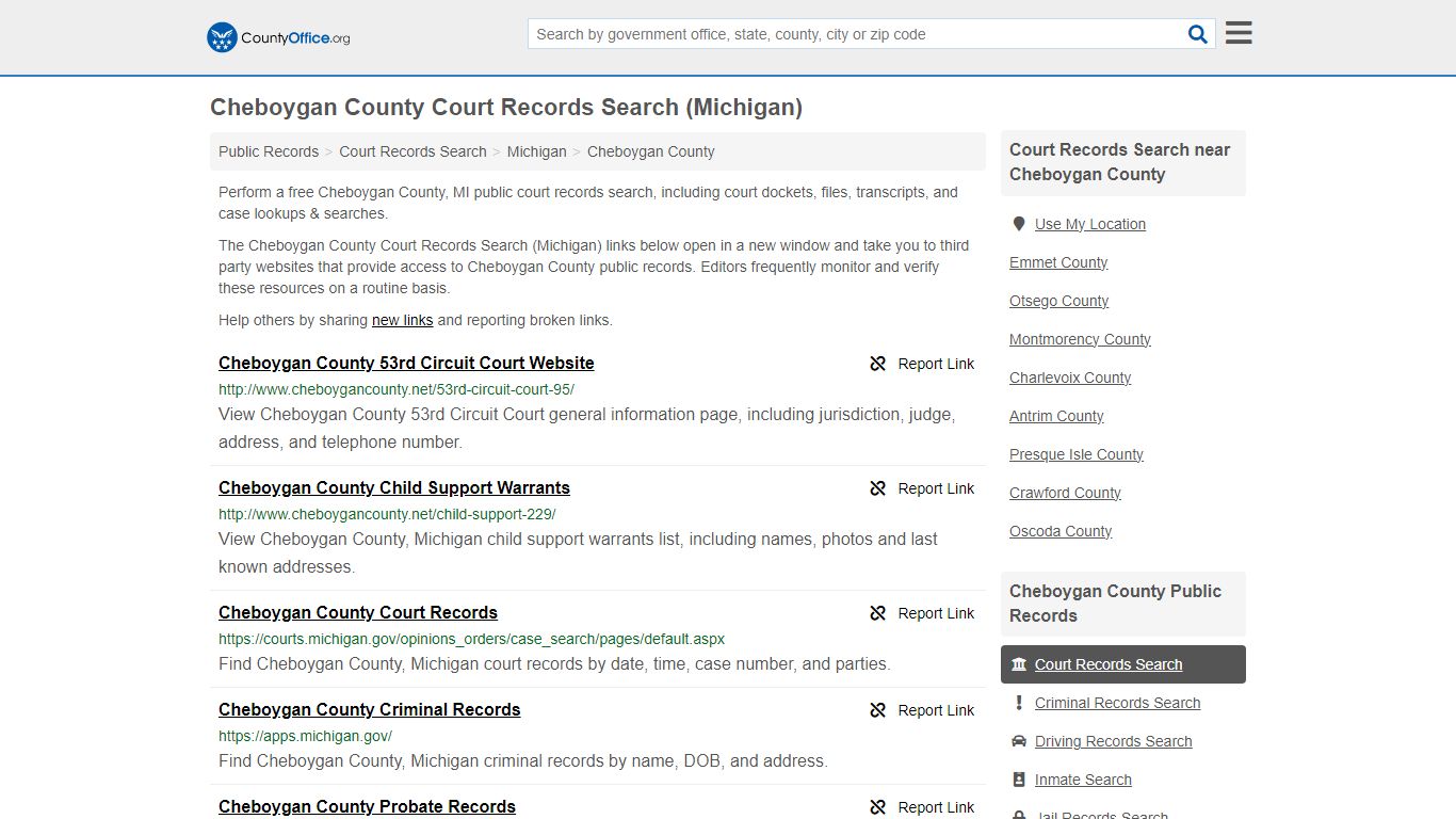 Cheboygan County Court Records Search (Michigan)