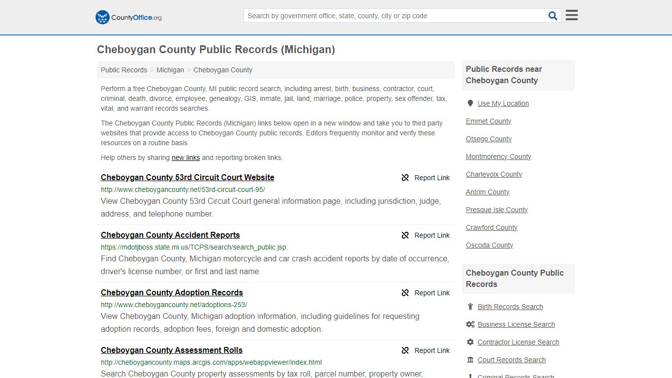 Public Records - Cheboygan County, MI (Business, Criminal, GIS ...